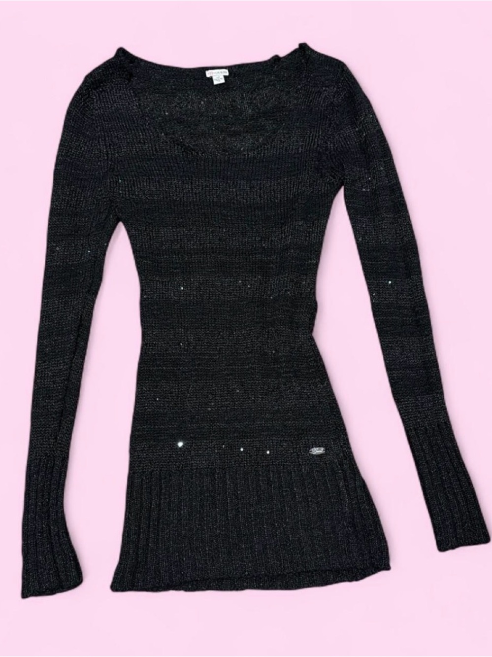 Guess Black Long-Sleeve Scoop Neck Knit Sweater
